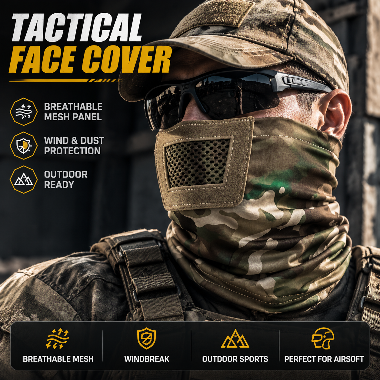 Hunting Outdoor Game - Tactical Face Mask Balaclava Neck Gaiter